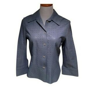 The Wrights Leather Eyelet Button Blouse Sz Small
